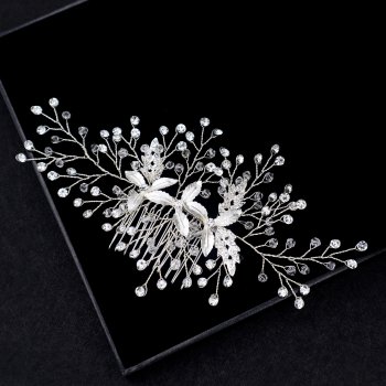 Wedding Hair Comb with Silver Rhinestones